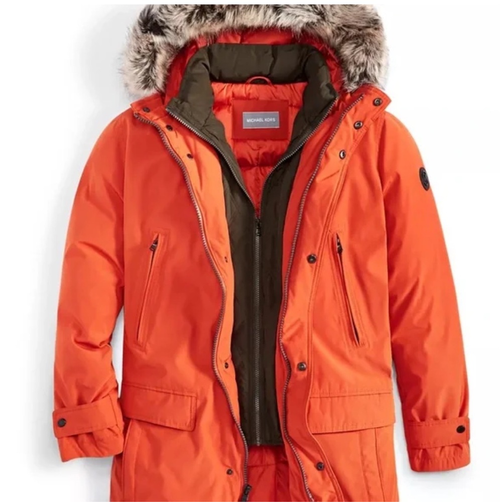 Michael Kors Men's Hooded Bib Parka - Orange